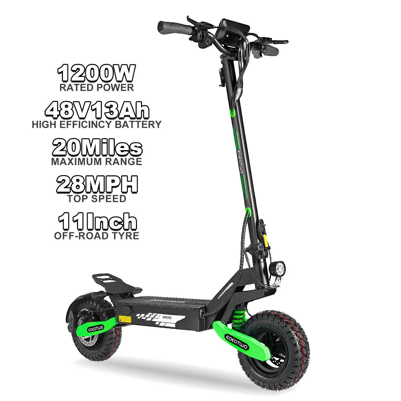 GT06 Electric Scooter Adults 30MPH,1200W Motor E-Scooter,11'' Off-Road Tire Scooter with Dual Suspension & Side Light