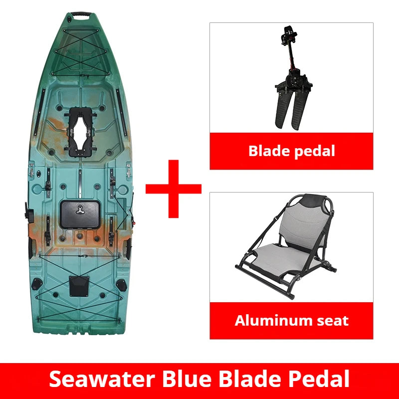2-Seater Modular Kayak, Electric/Pedal-Driven HDPE Canoe with Aluminum Seats, Portable Fishing Boat for Lake Recreation