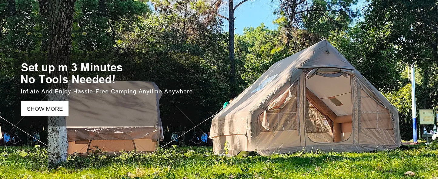 Inflatable Camping Tent, Large Inflatable Tent with Hand Pump, Easy Setup Tents for 8-10 People, Portable Glamping Air Tent