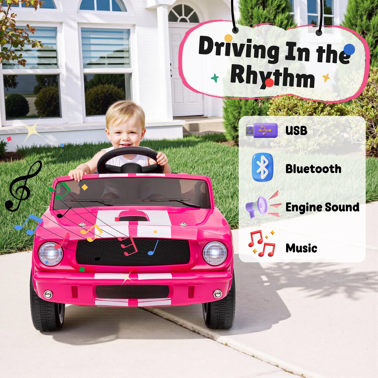 [Official Licensed]Shelby GT350 Kids Electric Car 12V 2WD W/ Parent Remote Control & Safety Belt - All-Terrain Ride-On Toy