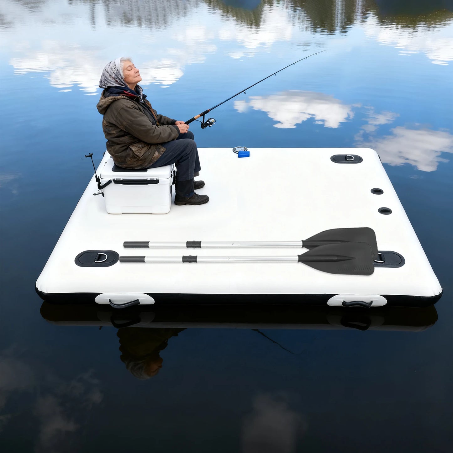 Portable Fishing Boat Inflatable Boat Inflatable Floating Platform for Lake/Swimming Pool 8 PSI