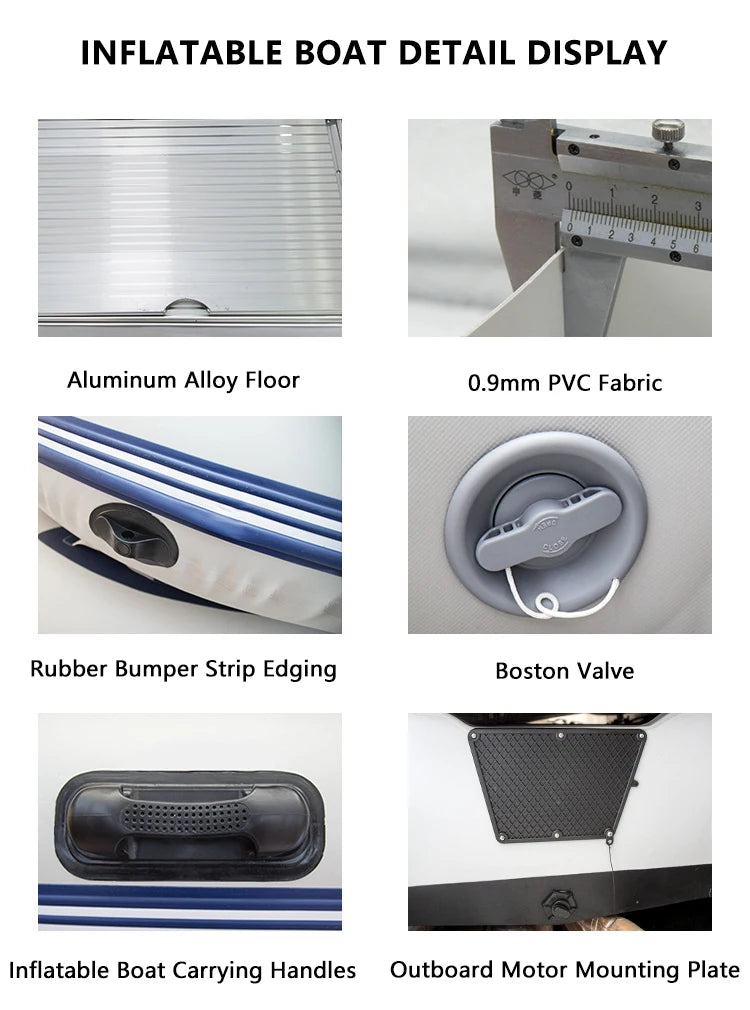 5–6 Person Inflatable Assault Boat 3.8m PVC Fishing Raft with Aluminum Floor, Anti-Collision Design & Rowing Accessories