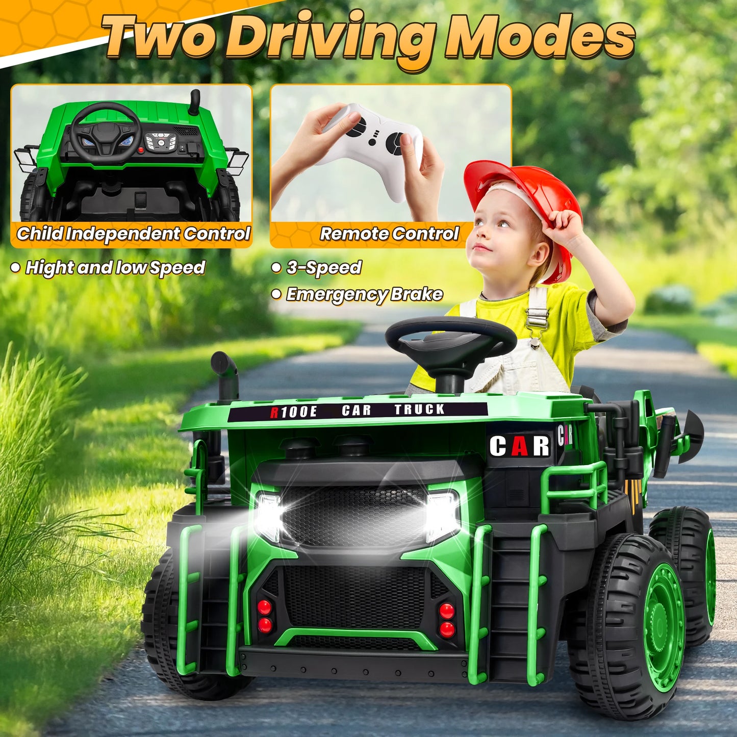 24V Ride on Toys w/Remote Control, 2 Seater 400W Ride on Dump Truck, Electric Powered Ride on w/Dump Bed, 3 Speeds, Shovel, Blue