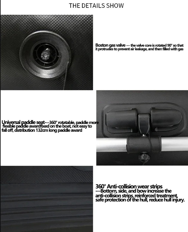 2.3~3.8m Inflatable Boat with Alloy Bottoms Set 1.2mm Thicken PVC Assault Boat V Shape Keel Boat Bottom