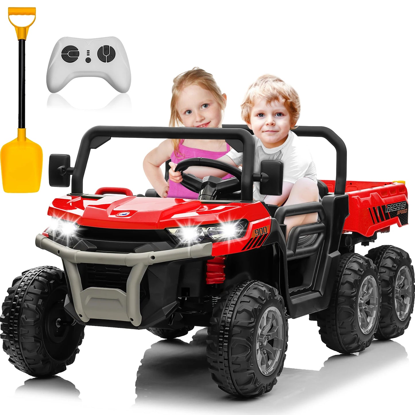 24V Children'S Dual-Seat  Vehicle - 4×75W Powerful Motor, Remote Control/Manual Dual Mode, Wireless Music + Electric Dump