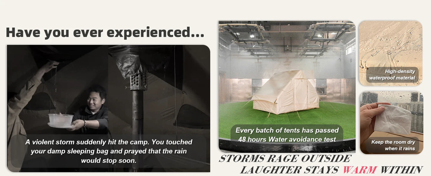 Inflatable Camping Tent, Large Inflatable Tent with Hand Pump, Easy Setup Tents for 8-10 People, Portable Glamping Air Tent