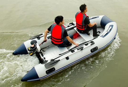 5–6 Person Inflatable Assault Boat 3.8m PVC Fishing Raft with Aluminum Floor, Anti-Collision Design & Rowing Accessories