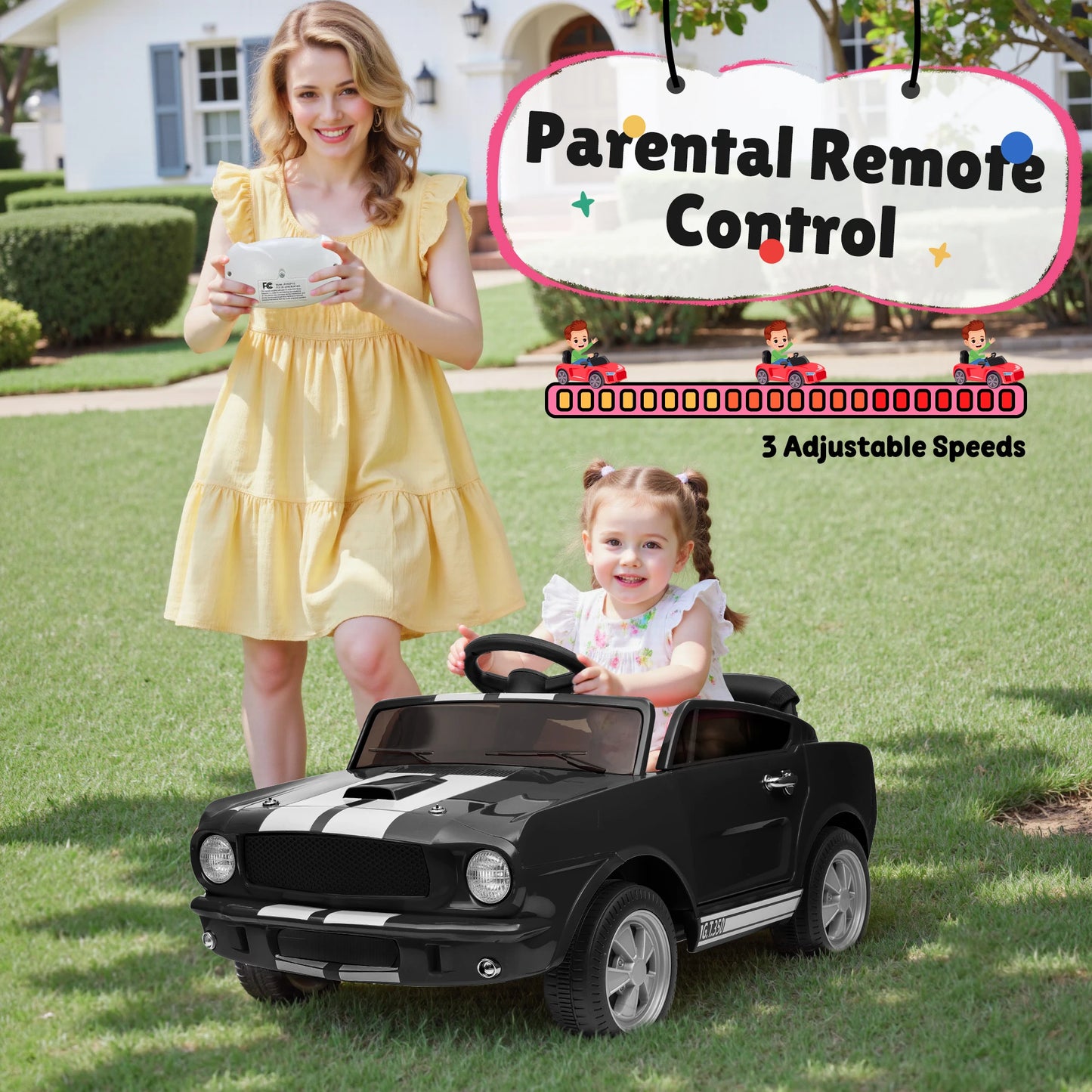[Official Licensed]Shelby GT350 Kids Electric Car 12V 2WD W/ Parent Remote Control & Safety Belt - All-Terrain Ride-On Toy