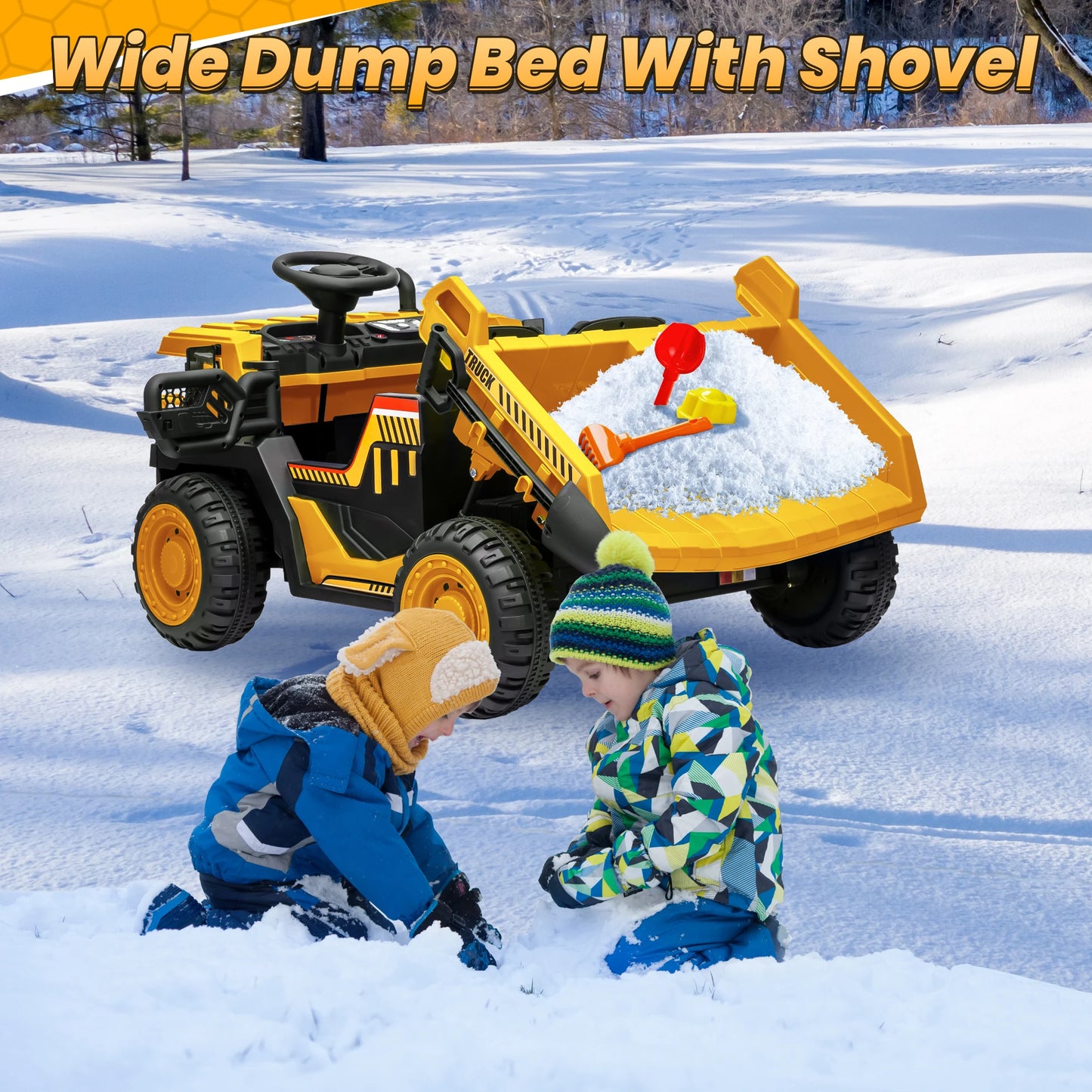 24V Ride on Toys w/Remote Control, 2 Seater 400W Ride on Dump Truck, Electric Powered Ride on w/Dump Bed, 3 Speeds, Shovel, Blue