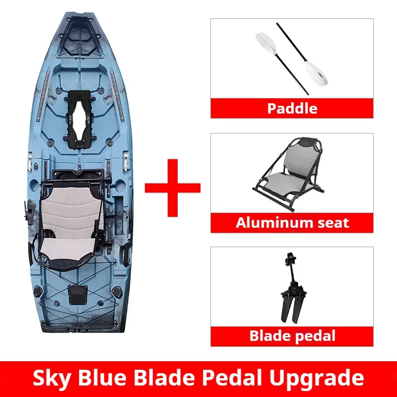 2-Seater Modular Kayak, Electric/Pedal-Driven HDPE Canoe with Aluminum Seats, Portable Fishing Boat for Lake Recreation
