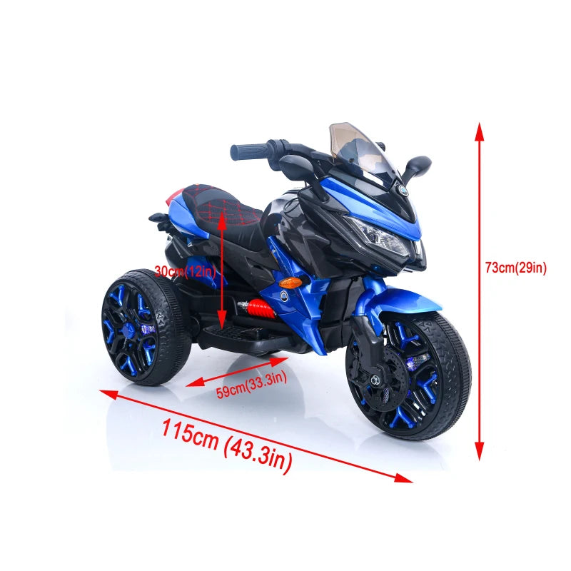 Child Foot Gift Kids Motorcycle Ride Ride motorcycle Riding Right Turn Kids Motorcycle Ride-On Motorcycle 3-Wheels Battery Power
