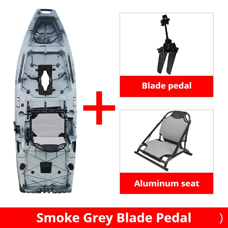 2-Seater Modular Kayak, Electric/Pedal-Driven HDPE Canoe with Aluminum Seats, Portable Fishing Boat for Lake Recreation