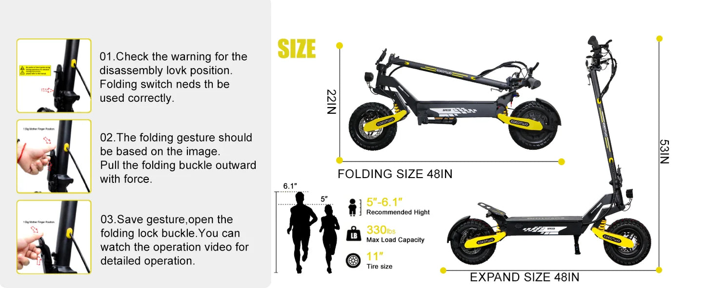 GT06 Electric Scooter Adults 30MPH,1200W Motor E-Scooter,11'' Off-Road Tire Scooter with Dual Suspension & Side Light