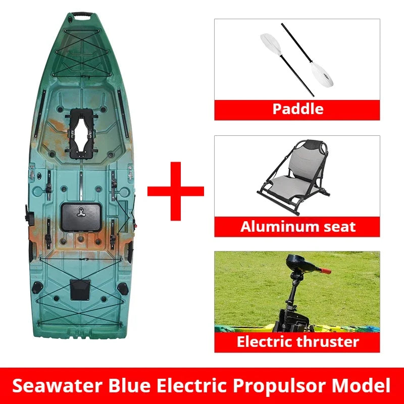 2-Seater Modular Kayak, Electric/Pedal-Driven HDPE Canoe with Aluminum Seats, Portable Fishing Boat for Lake Recreation