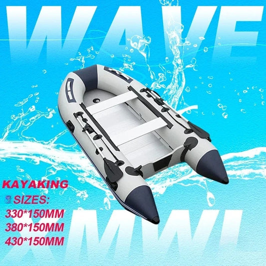 5–6 Person Inflatable Assault Boat 3.8m PVC Fishing Raft with Aluminum Floor, Anti-Collision Design & Rowing Accessories