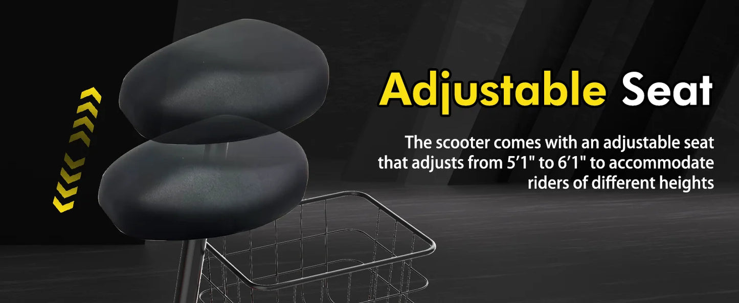 Bodywel T3 Electric Scooter Adults with Seat, 14“ Foldable E Scooter with 1000W Peak Power, 20 MPH, 22-31Miles Range Disc Brake