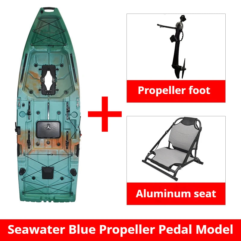 2-Seater Modular Kayak, Electric/Pedal-Driven HDPE Canoe with Aluminum Seats, Portable Fishing Boat for Lake Recreation