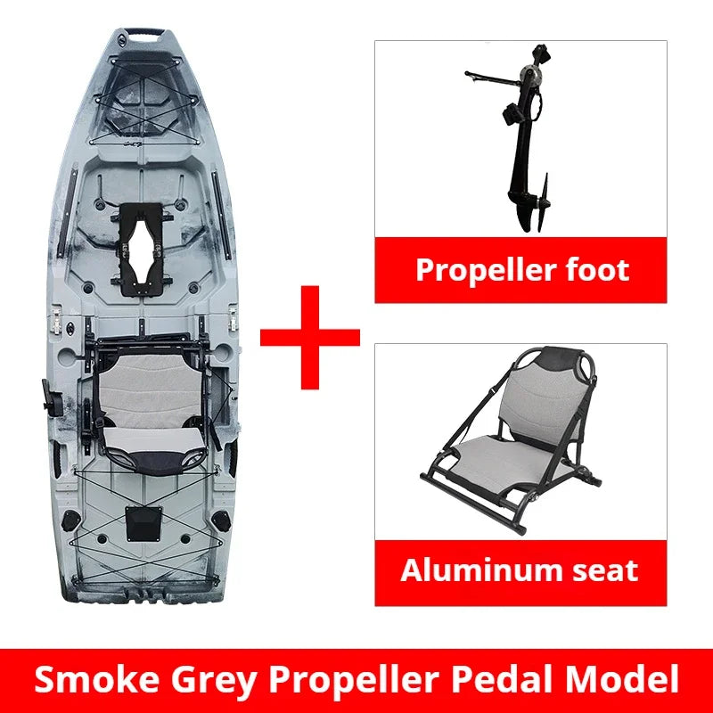 2-Seater Modular Kayak, Electric/Pedal-Driven HDPE Canoe with Aluminum Seats, Portable Fishing Boat for Lake Recreation