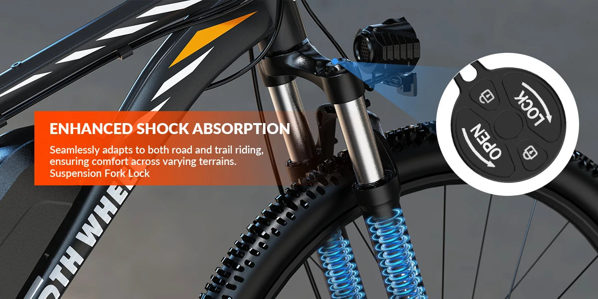 5TH WHEEL AB17 Electric Bike, 700W Peak Motor, 23 Mph Max Speed, Color LCD Display, Front Suspension (Gray)