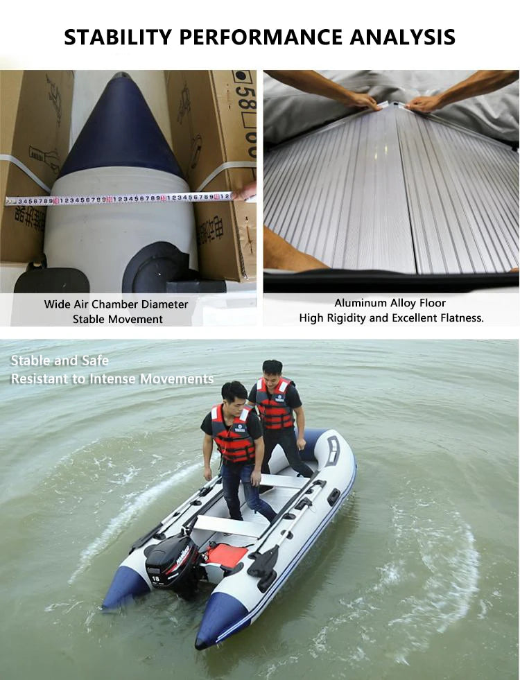 5–6 Person Inflatable Assault Boat 3.8m PVC Fishing Raft with Aluminum Floor, Anti-Collision Design & Rowing Accessories