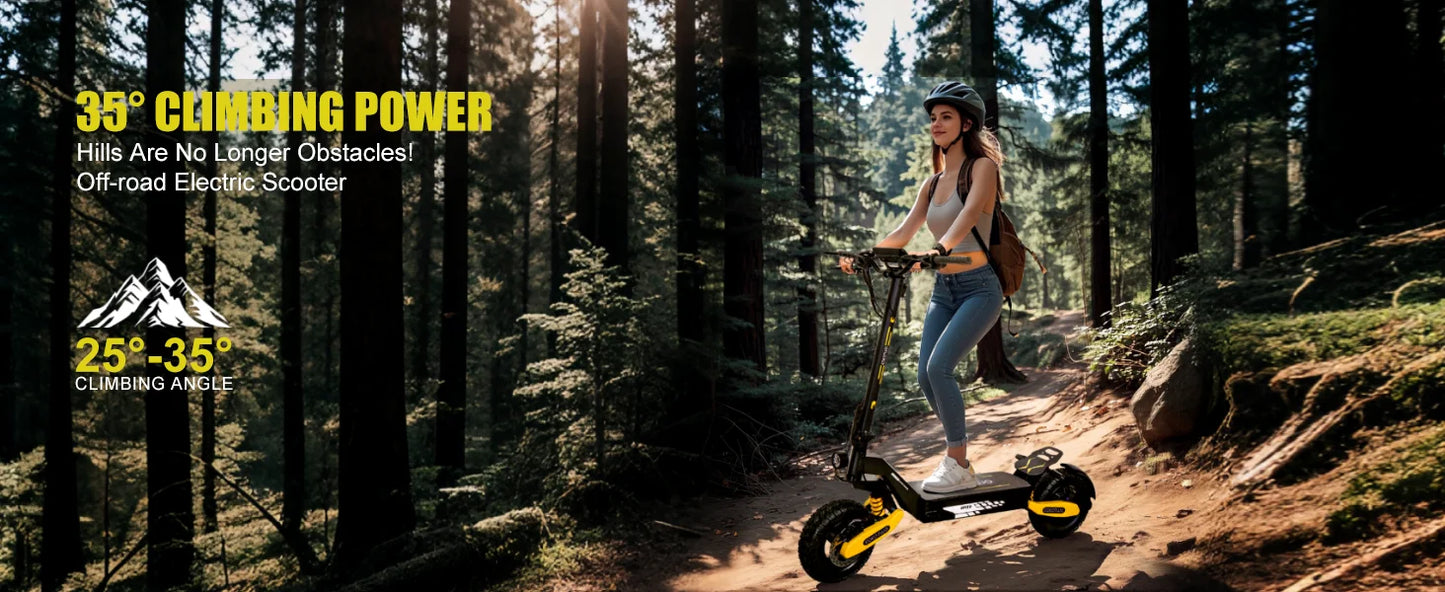 GT06 Electric Scooter Adults 30MPH,1200W Motor E-Scooter,11'' Off-Road Tire Scooter with Dual Suspension & Side Light
