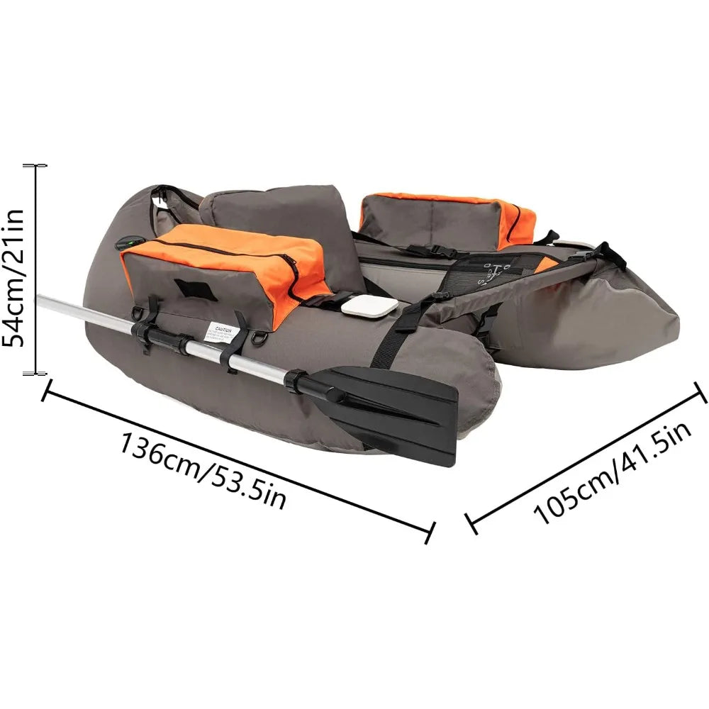 Inflatable Fishing Boat, Fishing Belly Boat, Outdoor Fishing Float Tube, Portable Fishing Raft for Angling, 286LBS Load Capacity