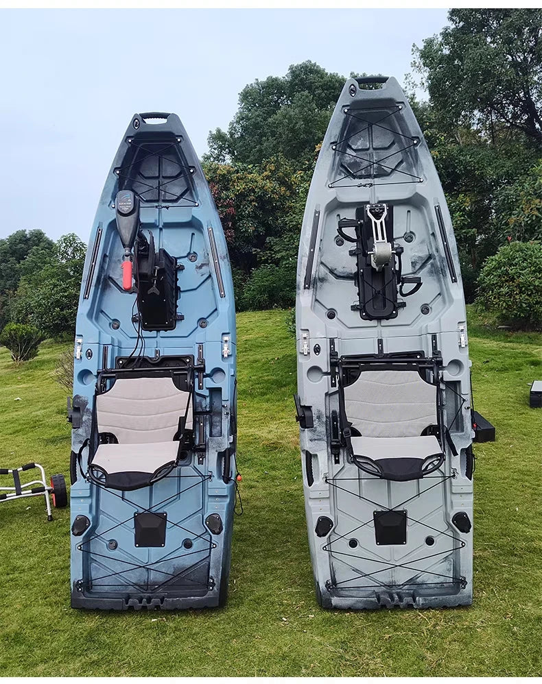 2-Seater Modular Kayak, Electric/Pedal-Driven HDPE Canoe with Aluminum Seats, Portable Fishing Boat for Lake Recreation