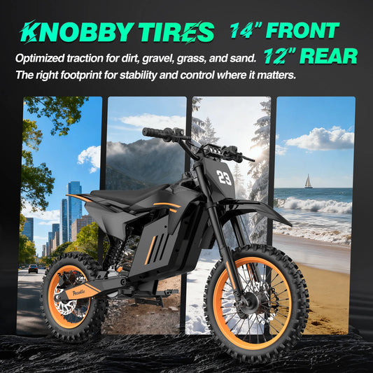 Pazolle Electric Motorcycle 3000W 48V30AH Hydraulic Brakes Electric Dirt Bike for Adults All-Terrain Tires E-Bike
