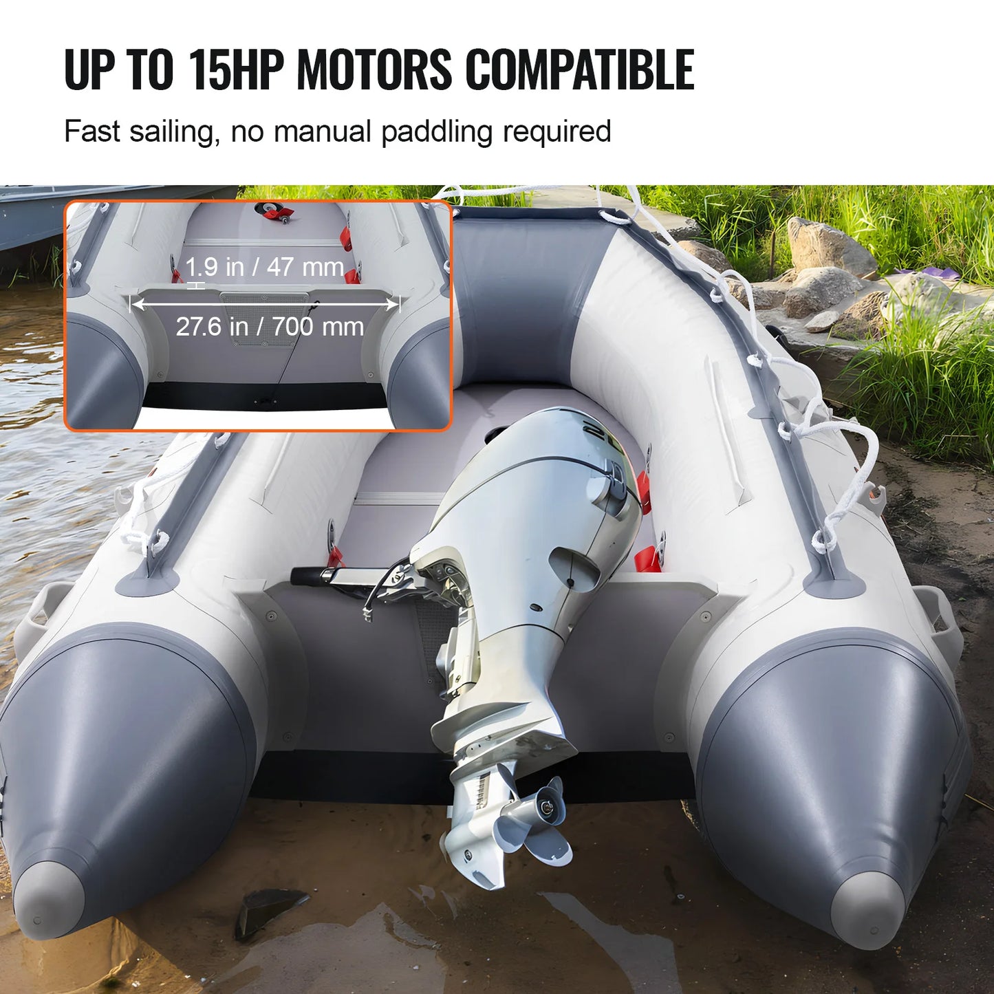 SucceBuy Inflatable Dinghy Boat 4 Person/6 Person Transom Sport Tender Boat with Marine Wood Floor and Adjustable Aluminum Bench