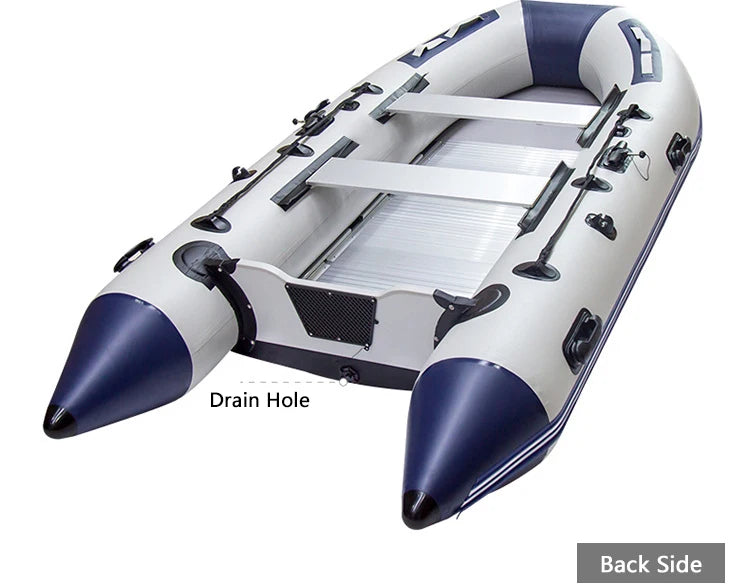 5–6 Person Inflatable Assault Boat 3.8m PVC Fishing Raft with Aluminum Floor, Anti-Collision Design & Rowing Accessories