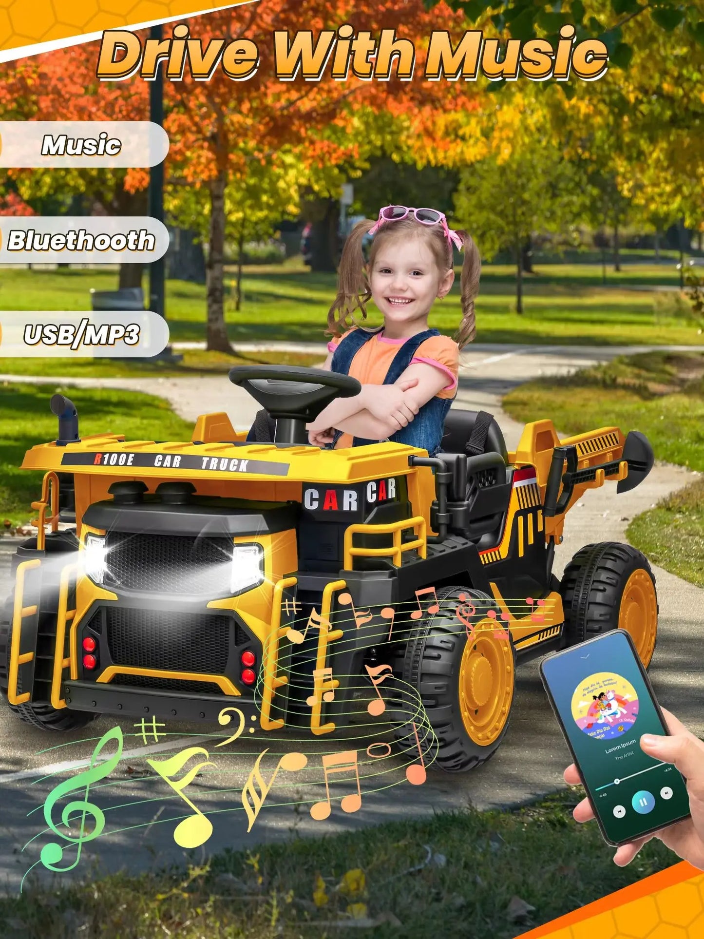 24V Ride on Toys w/Remote Control, 2 Seater 400W Ride on Dump Truck, Electric Powered Ride on w/Dump Bed, 3 Speeds, Shovel, Blue