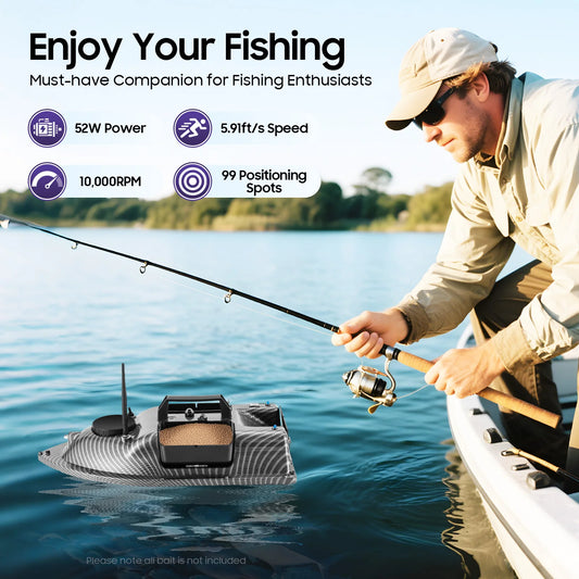52W Fishing Bait Boat RC Fishing Boat Bait Boat Remote Control for Surf Fishing w/ LCD Screen 9.84*19.69*5.9in