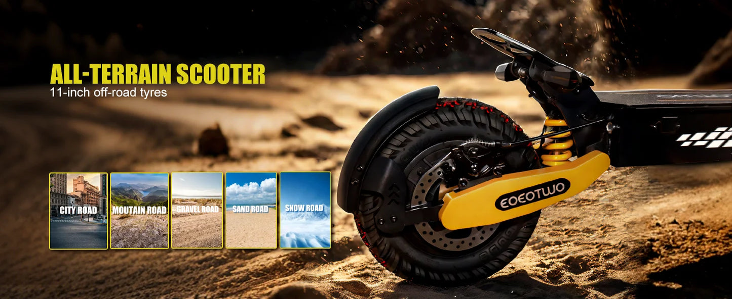 GT06 Electric Scooter Adults 30MPH,1200W Motor E-Scooter,11'' Off-Road Tire Scooter with Dual Suspension & Side Light