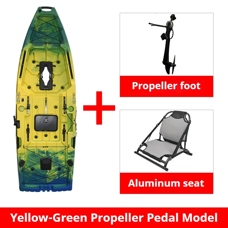 2-Seater Modular Kayak, Electric/Pedal-Driven HDPE Canoe with Aluminum Seats, Portable Fishing Boat for Lake Recreation
