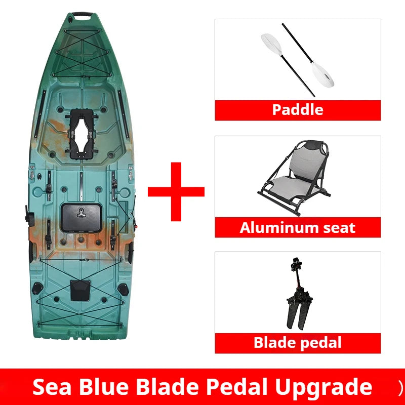 2-Seater Modular Kayak, Electric/Pedal-Driven HDPE Canoe with Aluminum Seats, Portable Fishing Boat for Lake Recreation