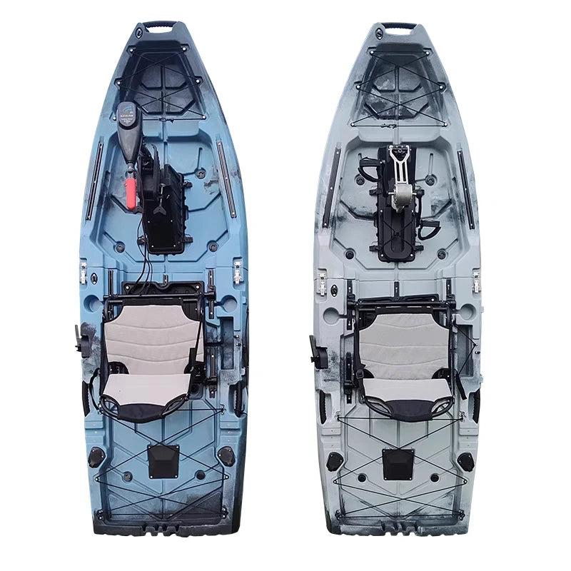 2-Seater Modular Kayak, Electric/Pedal-Driven HDPE Canoe with Aluminum Seats, Portable Fishing Boat for Lake Recreation