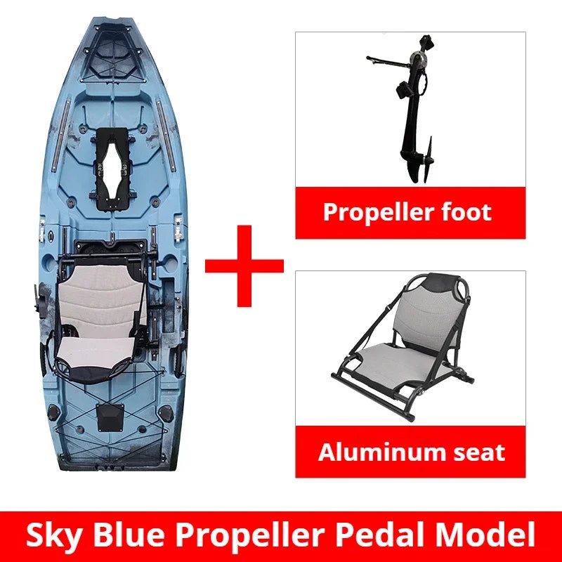 2-Seater Modular Kayak, Electric/Pedal-Driven HDPE Canoe with Aluminum Seats, Portable Fishing Boat for Lake Recreation