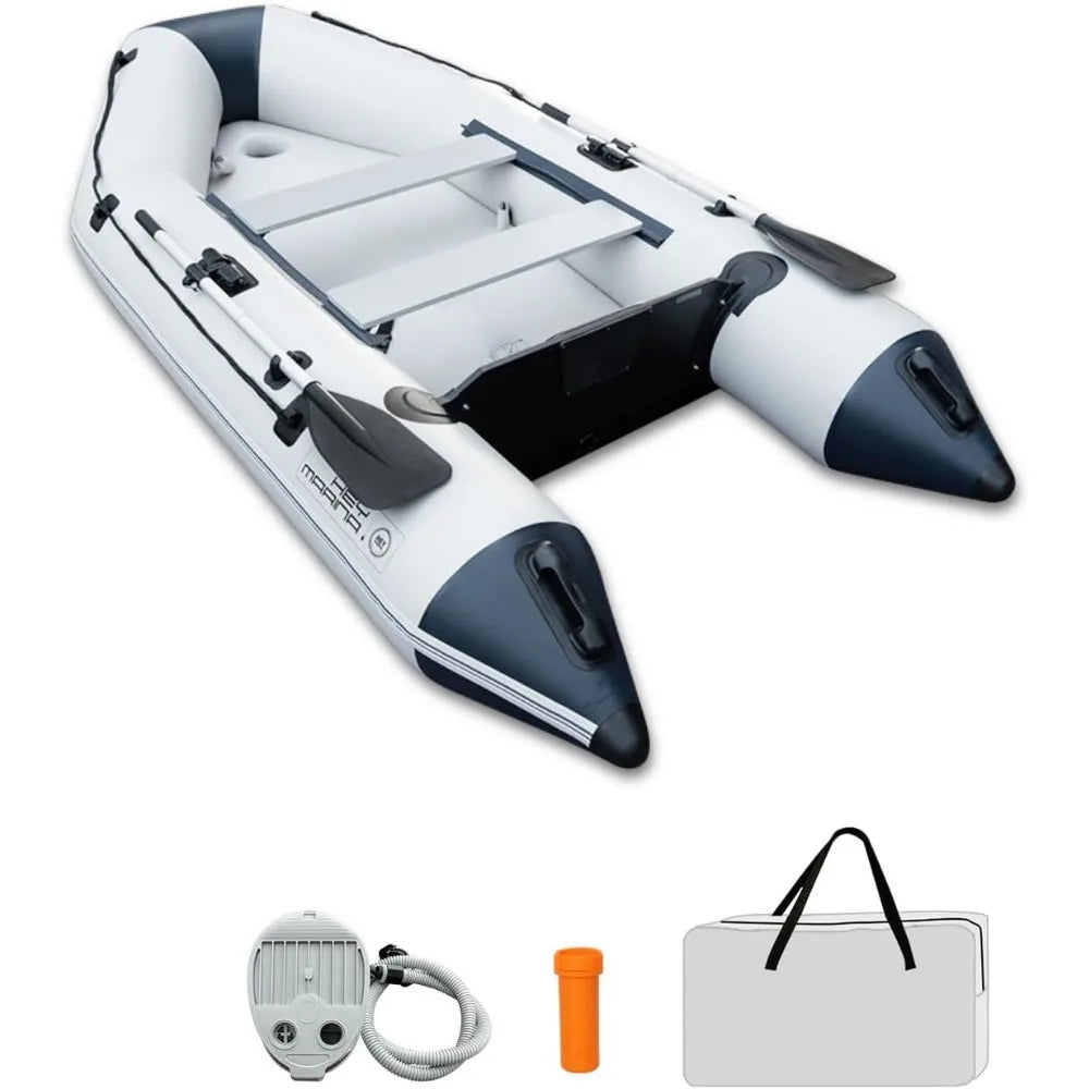 Dinghy Boat with Drop-Stitch Floor 10ft Portable Inflatable Boat for 3-4 Adults, Motor Compatible, Heavy-Duty PVC, Ideal