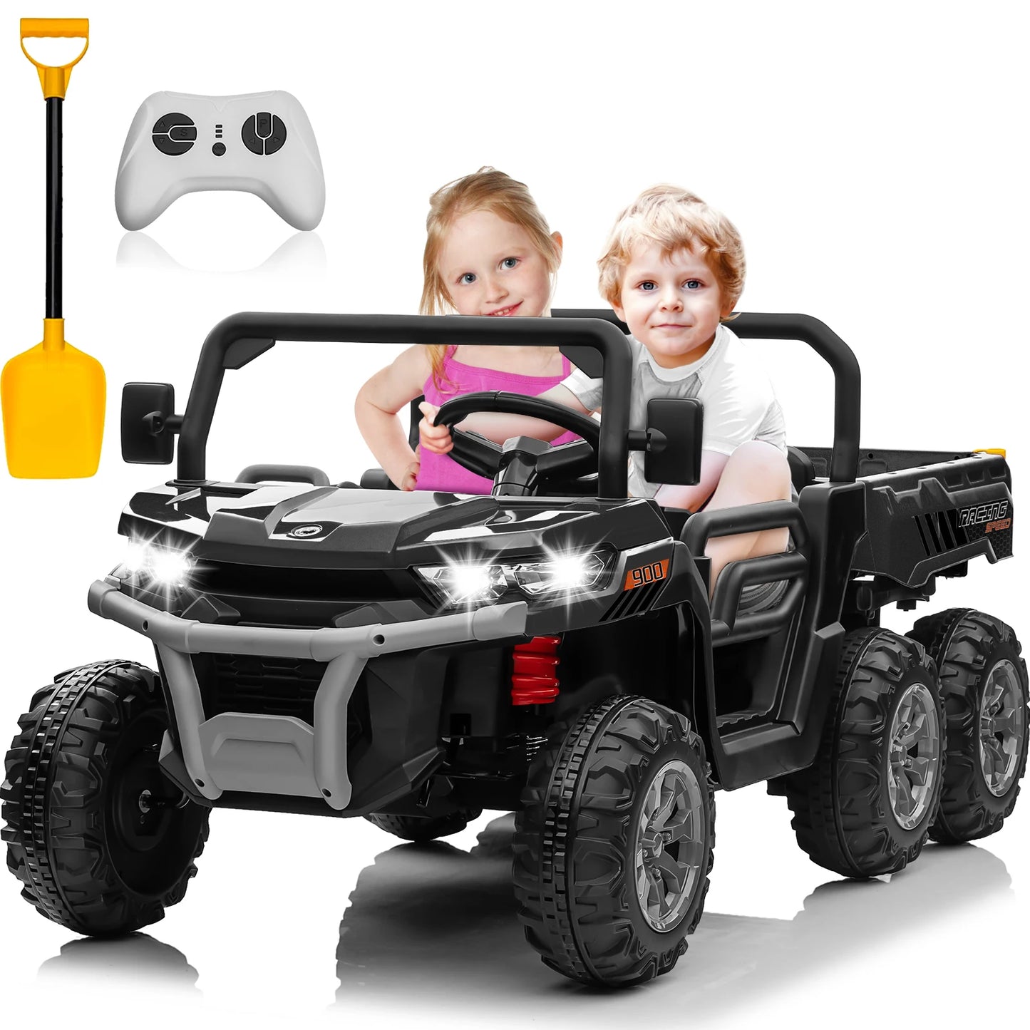 24V Children'S Dual-Seat  Vehicle - 4×75W Powerful Motor, Remote Control/Manual Dual Mode, Wireless Music + Electric Dump
