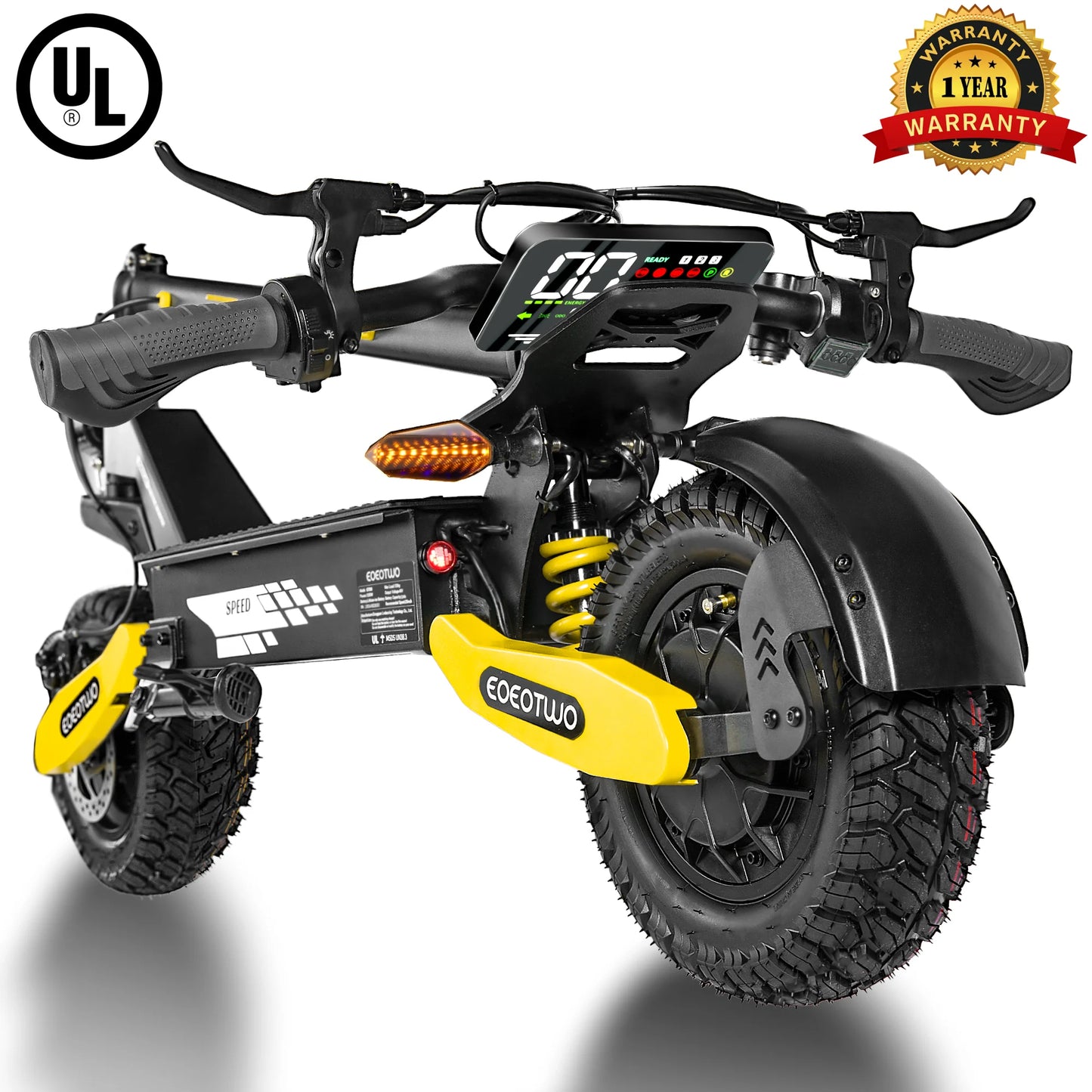 GT06 Electric Scooter Adults 30MPH,1200W Motor E-Scooter,11'' Off-Road Tire Scooter with Dual Suspension & Side Light