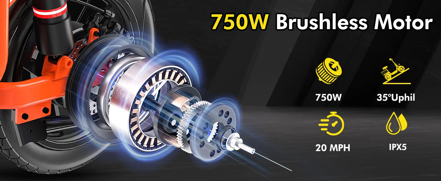 Bodywel T3 Electric Scooter Adults with Seat, 14“ Foldable E Scooter with 1000W Peak Power, 20 MPH, 22-31Miles Range Disc Brake