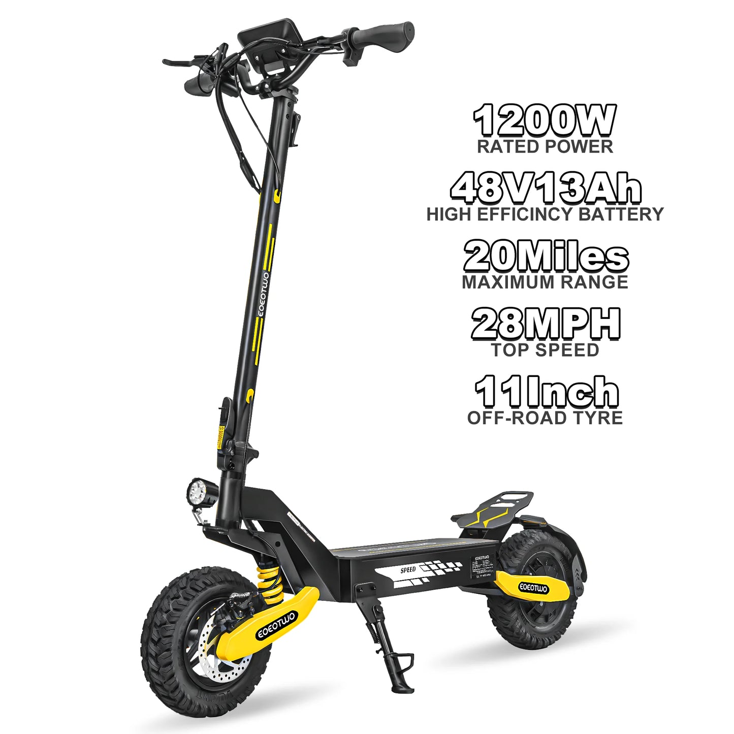 GT06 Electric Scooter Adults 30MPH,1200W Motor E-Scooter,11'' Off-Road Tire Scooter with Dual Suspension & Side Light