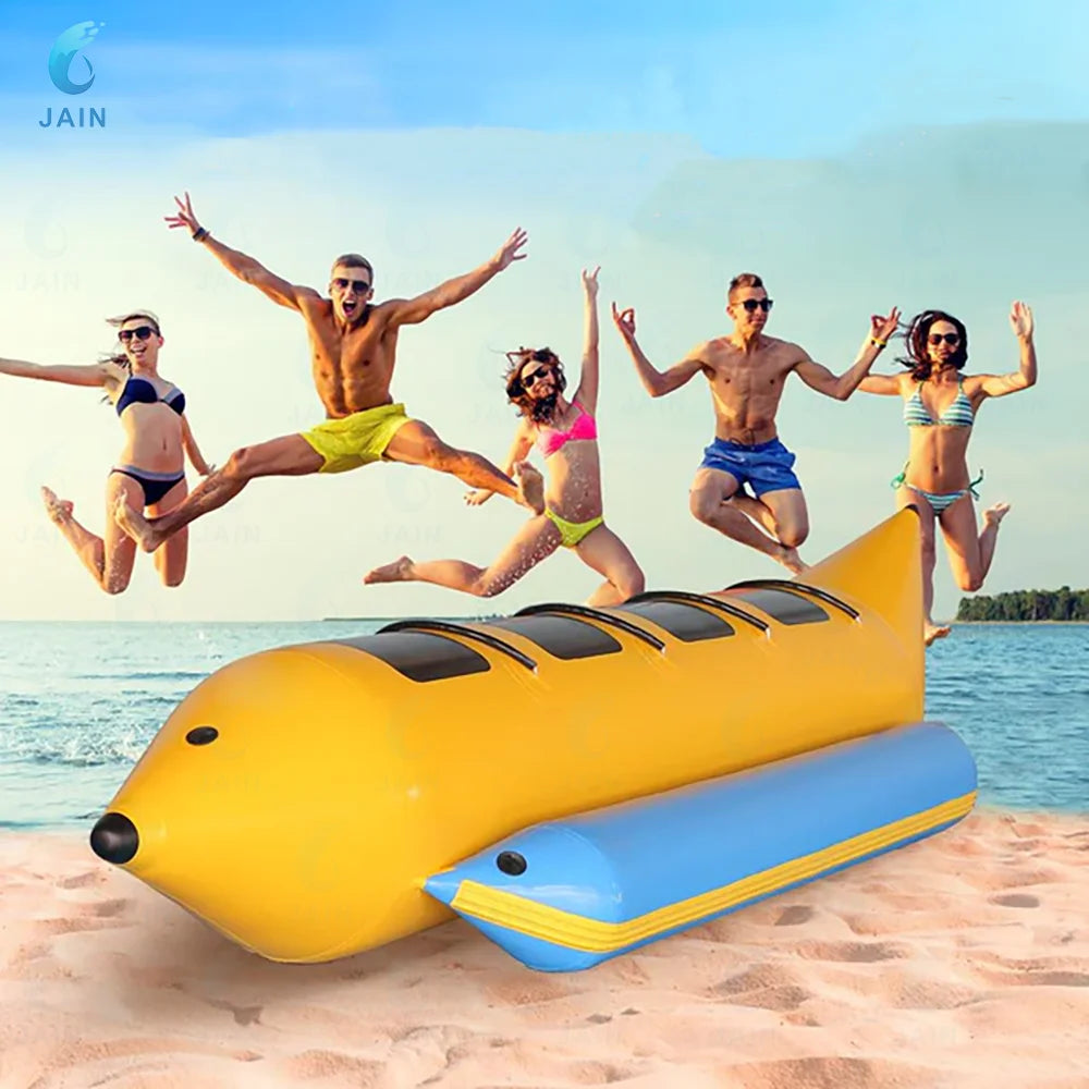 Inflatable Banana Boat, Outdoor High-Traction Floating Banana Boat, Water Park Amusement Surfing Equipment, 5 people