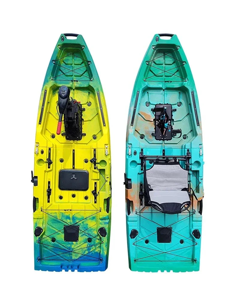 2-Seater Modular Kayak, Electric/Pedal-Driven HDPE Canoe with Aluminum Seats, Portable Fishing Boat for Lake Recreation