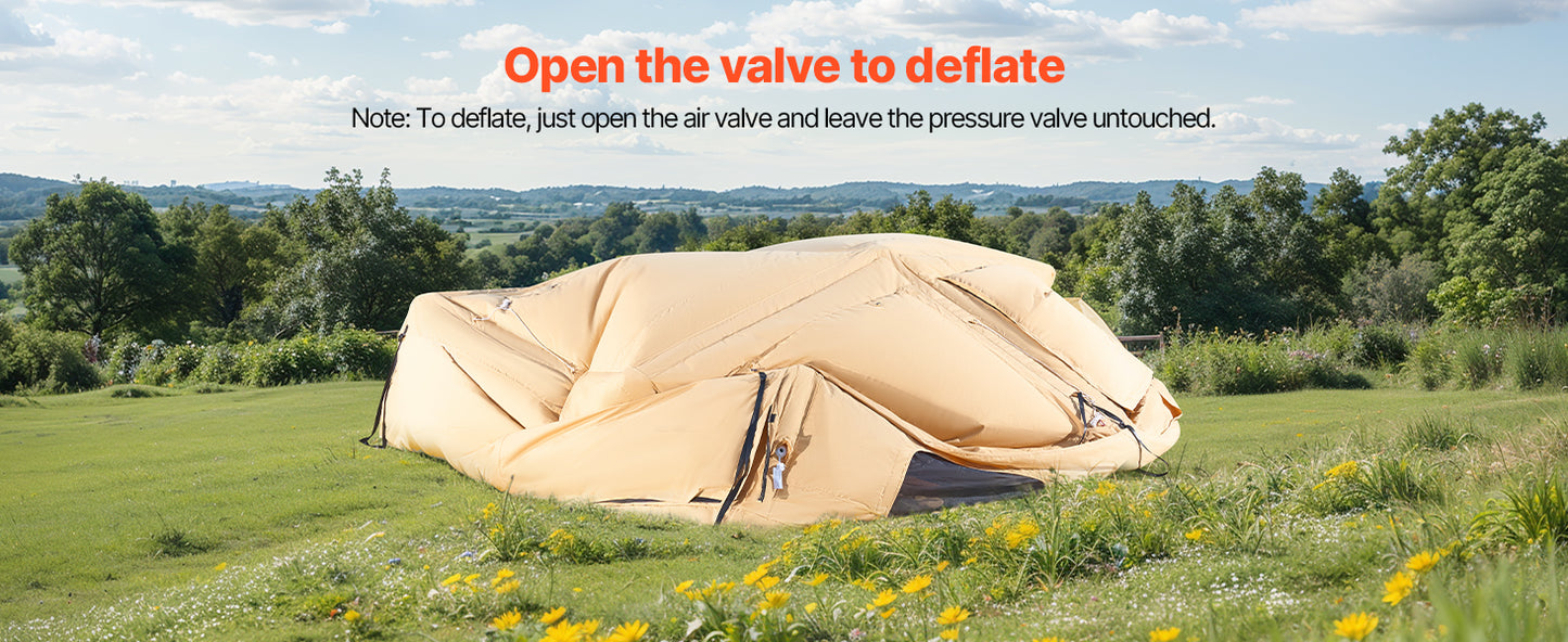Inflatable Tents for Camping Easy Setup Blow up Tent with Hand Pump Glamping Tent with Skylight Stove Jack Mesh Windows
