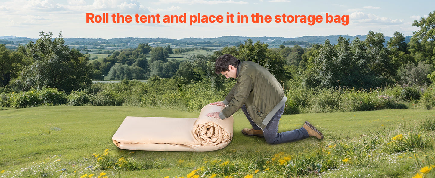Inflatable Tents for Camping Easy Setup Blow up Tent with Hand Pump Glamping Tent with Skylight Stove Jack Mesh Windows